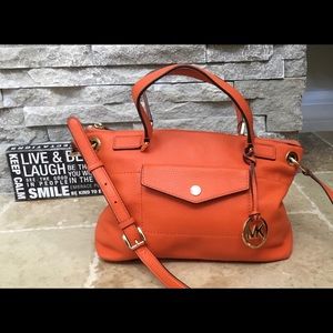 NWT MICHAEL KORS MIRA MIMOSA medium orange leather satchel